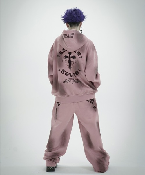 REFLEM（レフレム）の「『REFLEM/レフレム』クロス刺繍ZIPフーディー/ジップアップパーカー（パーカー・レディース・ホワイト/グレー/ブラック×パープル/ブラック×ホワイト/ピンク・FREE）」の16枚目の写真