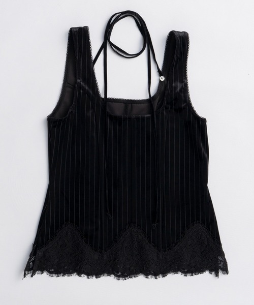 MAISON SPECIAL（メゾンスペシャル）の「Hem Lace Velvet Tank Top/ヘムレースベロアタンクトップ■セットアップ対応■（タンクトップ・レディース・ブラウン/ブラック/ブルー・FREE）」の13枚目の写真