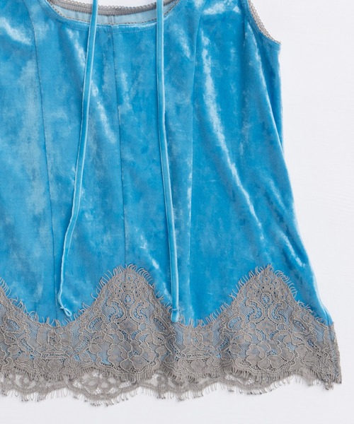 MAISON SPECIAL（メゾンスペシャル）の「Hem Lace Velvet Tank Top/ヘムレースベロアタンクトップ■セットアップ対応■（タンクトップ・レディース・ブラウン/ブラック/ブルー・FREE）」の17枚目の写真