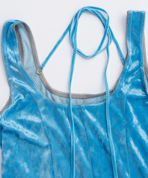 MAISON SPECIAL（メゾンスペシャル）の「Hem Lace Velvet Tank Top/ヘムレースベロアタンクトップ■セットアップ対応■（タンクトップ・レディース・ブラウン/ブラック/ブルー・FREE）」の16枚目の写真