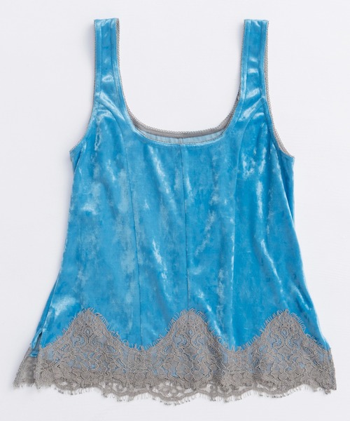 MAISON SPECIAL（メゾンスペシャル）の「Hem Lace Velvet Tank Top/ヘムレースベロアタンクトップ■セットアップ対応■（タンクトップ・レディース・ブラウン/ブラック/ブルー・FREE）」の18枚目の写真