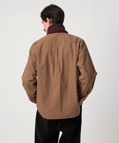 美品　stevenalan オープンカラーシャツ　半袖シャツ　ブラウン　日本製 Steven Alan＞ 60 シック チェック オープンカラー シャツ