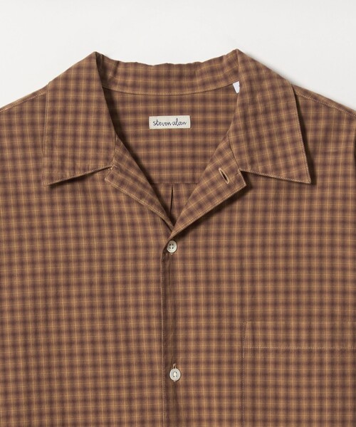 ちーやん出品 Steven Alan＞ 60 シック チェック オープンカラー シャツ
