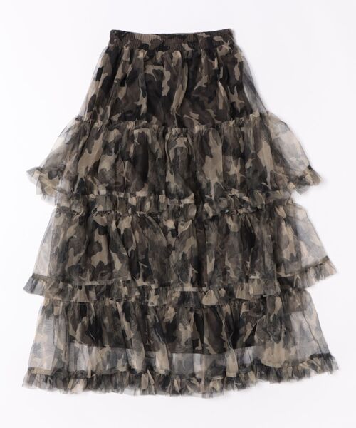 GORGE（ゴージ）の「《ふんわりチュール×ティアード》レディース ロングスカート 軽やかシルエット 春夏秋（スカート・レディース・レッド/ベージュ/カモフラージュ/ブルー/ピンク・F）」の6枚目の写真