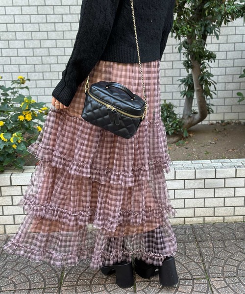 GORGE（ゴージ）の「《ふんわりチュール×ティアード》レディース ロングスカート 軽やかシルエット 春夏秋（スカート・レディース・レッド/ベージュ/カモフラージュ/ブルー/ピンク・F）」の21枚目の写真