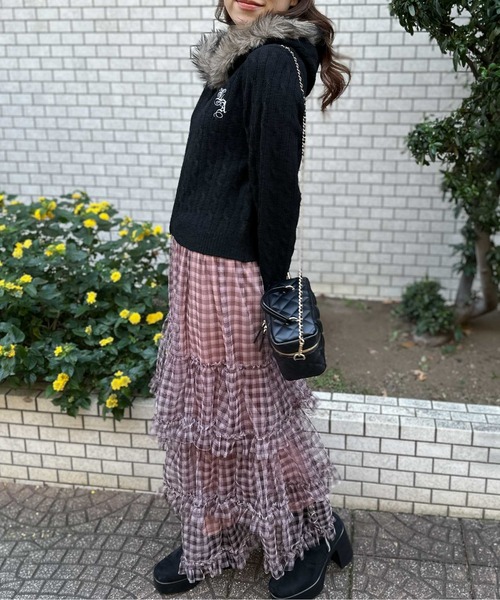 GORGE（ゴージ）の「《ふんわりチュール×ティアード》レディース ロングスカート 軽やかシルエット 春夏秋（スカート・レディース・レッド/ベージュ/カモフラージュ/ブルー/ピンク・F）」の22枚目の写真