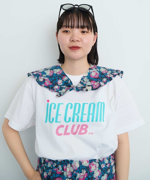 I am I in fact...（アイアムアイインファクト）の「●Arctic Flower フリルスカーフ（付け襟・レディース・グリーン/チャコールグレー・FREE）」の3枚目の写真