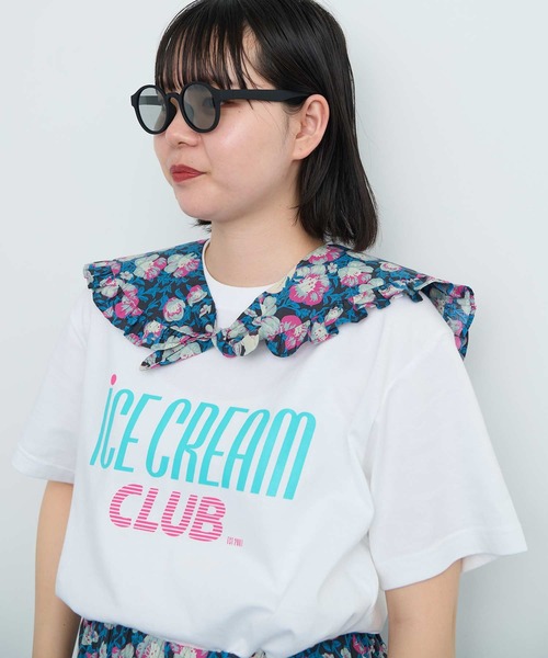 I am I in fact...（アイアムアイインファクト）の「●Arctic Flower フリルスカーフ（付け襟・レディース・グリーン/チャコールグレー・FREE）」の4枚目の写真