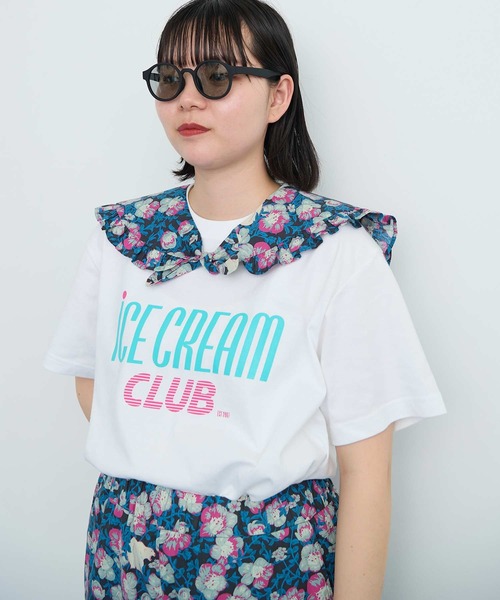 I am I in fact...（アイアムアイインファクト）の「●Arctic Flower フリルスカーフ（付け襟・レディース・グリーン/チャコールグレー・FREE）」の7枚目の写真