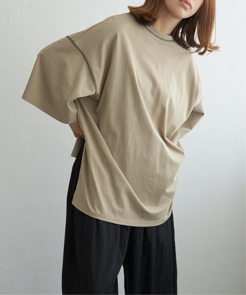 notch.（ノッチ）の「シルケット天竺ワイドステッチTシャツ（Tシャツ/カットソー・レディース・オフホワイト/チャコール/ベージュ・M）」の21枚目の写真
