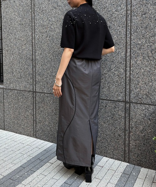 &g'aime(アンジェム)の「【&g'aime】ビジューハーフスリーブニット Bijou Knit Pullover(ニット/セーター・レディース・ブラック/グレイッシュベージュ/チャコールグレー・FREE)」の14枚目の写真