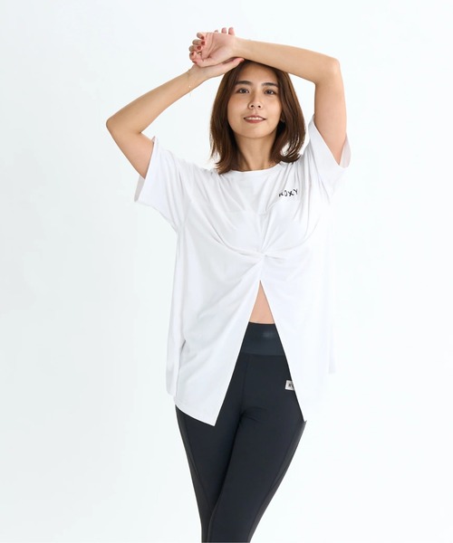 ROXY(ロキシー)の「ALL IS WELL TEE/ロキシー水陸両用速乾UVケアスリットデザイン2WAY半袖Tシャツ(水着)(Tシャツ/カットソー・レディース・ピンク/ホワイト/ブラック・LARGE/MEDIUM/SMALL)」の1枚目の写真