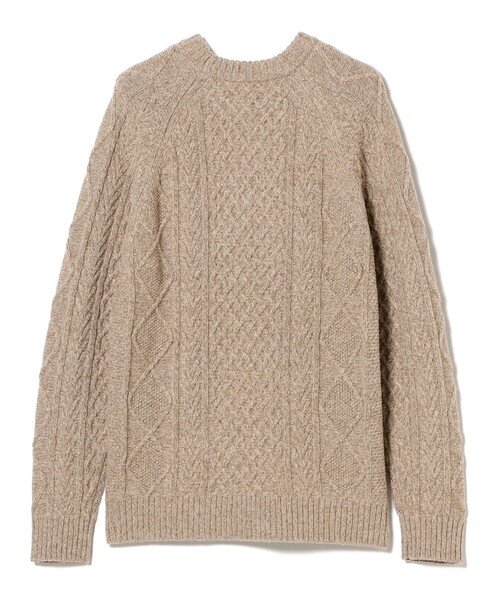BEAMS（ビームス）の「5ゲージ ラムウール クルーネック ケーブルニット（ニット/セーター・メンズ・グレー/オフホワイト/ベージュ・S/M/L/XL）」の15枚目の写真