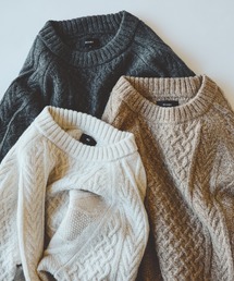 BEAMS | 5ゲージ ラムウール クルーネック ケーブルニット(ニット/セーター)