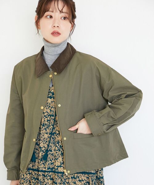 le.coeur blanc(ルクールブラン)の「グログラン配色ジャケット(その他アウター・レディース・ブラック/ベージュ/カーキオリーブ・38)」の3枚目の写真