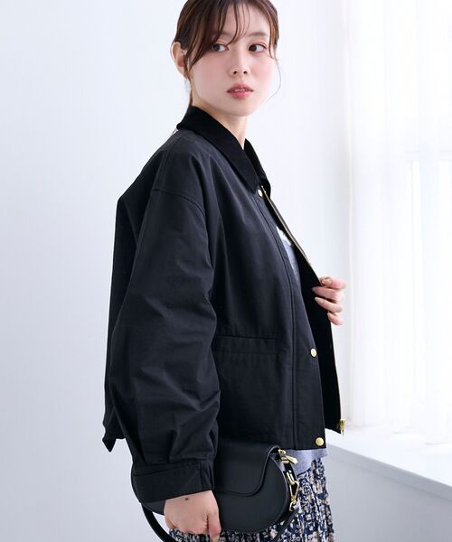 le.coeur blanc(ルクールブラン)の「グログラン配色ジャケット(その他アウター・レディース・ブラック/ベージュ/カーキオリーブ・38)」の6枚目の写真