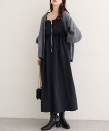 【WEB限定】〈mamamo〉ウエストフリル付きZIPキャミワンピース