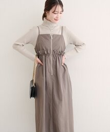 【WEB限定】〈mamamo〉ウエストフリル付きZIPキャミワンピース