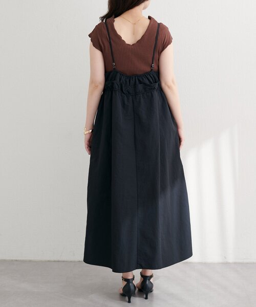 natural couture（ナチュラルクチュール）の「【WEB限定】〈mamamo〉ウエストフリル付きZIPキャミワンピース（ワンピース・レディース・ブラック/チャコールグレー/モカ・FREE）」の18枚目の写真