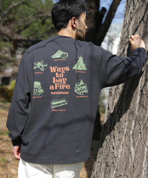 MANASTASH(マナスタッシュ)の「MANASTASH/マナスタッシュ/HEMP L/S TEE LAY A FIRE(Tシャツ/カットソー・メンズ・ブラック/その他7/ホワイト・S/L/XL/M)」の12枚目の写真