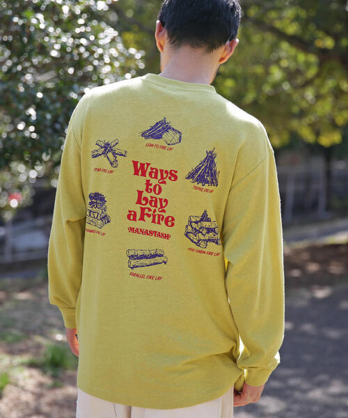 MANASTASH(マナスタッシュ)の「MANASTASH/マナスタッシュ/HEMP L/S TEE LAY A FIRE(Tシャツ/カットソー・メンズ・ブラック/その他7/ホワイト・S/L/XL/M)」の9枚目の写真