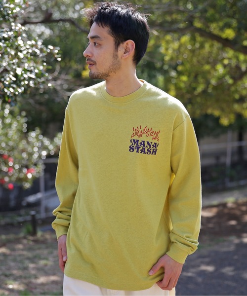 MANASTASH(マナスタッシュ)の「MANASTASH/マナスタッシュ/HEMP L/S TEE LAY A FIRE(Tシャツ/カットソー・メンズ・ブラック/その他7/ホワイト・S/L/XL/M)」の3枚目の写真