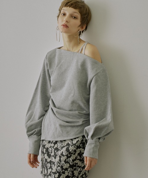 セール】アシンメトリースウェットトップス（Tシャツ/カットソー