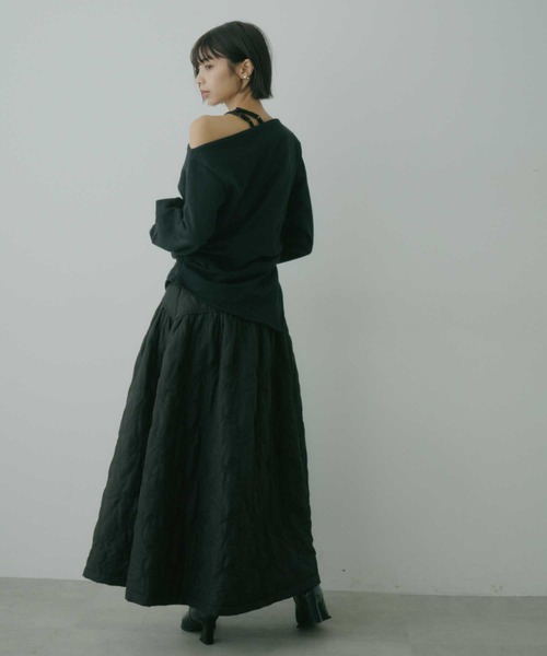 VIOLETTA（ヴィオレッタ）の「アシンメトリースウェットトップス（Tシャツ/カットソー・レディース・ブラック/グレー・FREE）」の8枚目の写真