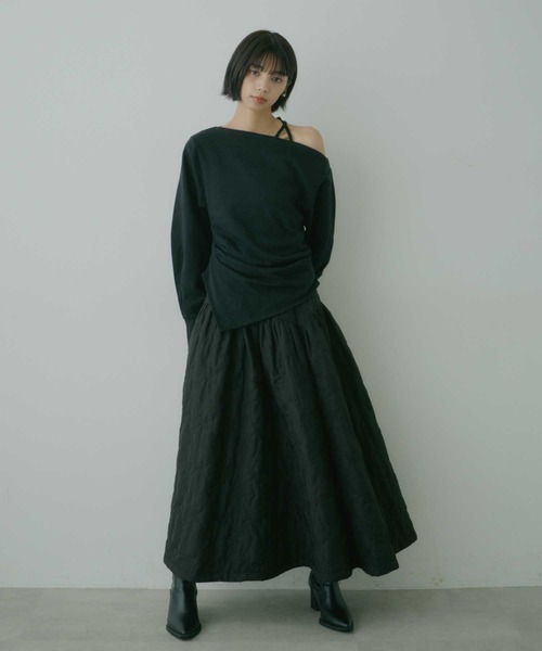 VIOLETTA（ヴィオレッタ）の「アシンメトリースウェットトップス（Tシャツ/カットソー・レディース・ブラック/グレー・FREE）」の10枚目の写真