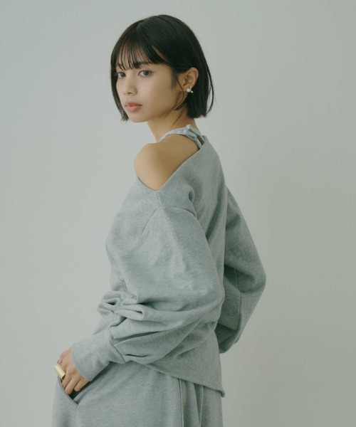 VIOLETTA（ヴィオレッタ）の「アシンメトリースウェットトップス（Tシャツ/カットソー・レディース・ブラック/グレー・FREE）」の13枚目の写真