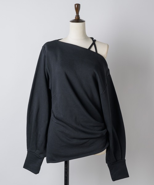 VIOLETTA（ヴィオレッタ）の「アシンメトリースウェットトップス（Tシャツ/カットソー・レディース・ブラック/グレー・FREE）」の18枚目の写真