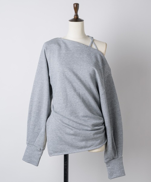 VIOLETTA（ヴィオレッタ）の「アシンメトリースウェットトップス（Tシャツ/カットソー・レディース・ブラック/グレー・FREE）」の19枚目の写真