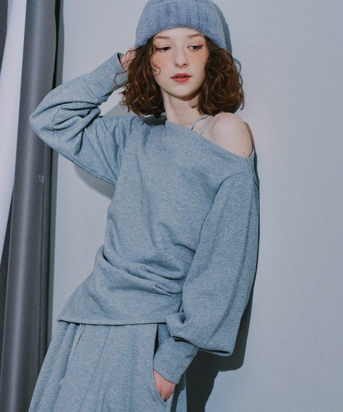 セール】アシンメトリースウェットトップス（Tシャツ/カットソー