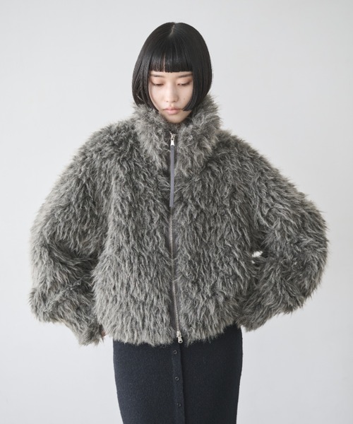 AIC.（エーアイシー）の「シープファースタンドネックブルゾン（ブルゾン・レディース・アイボリー/チャコールグレー・FREE）」の11枚目の写真