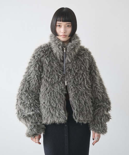 AIC.（エーアイシー）の「シープファースタンドネックブルゾン（ブルゾン・レディース・アイボリー/チャコールグレー・FREE）」の10枚目の写真