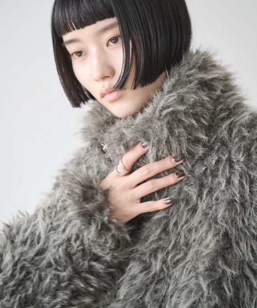 AIC.（エーアイシー）の「シープファースタンドネックブルゾン（ブルゾン・レディース・アイボリー/チャコールグレー・FREE）」の17枚目の写真