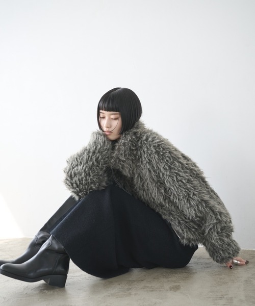 AIC.（エーアイシー）の「シープファースタンドネックブルゾン（ブルゾン・レディース・アイボリー/チャコールグレー・FREE）」の21枚目の写真