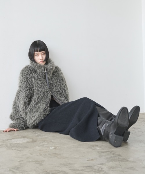 AIC.（エーアイシー）の「シープファースタンドネックブルゾン（ブルゾン・レディース・アイボリー/チャコールグレー・FREE）」の19枚目の写真