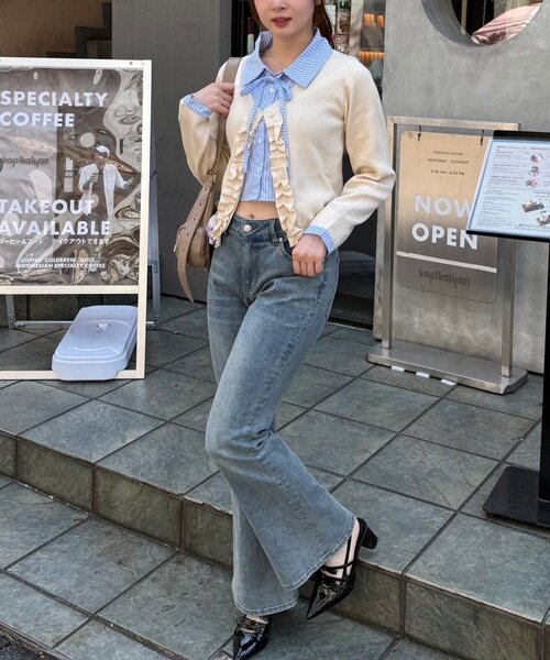 Another Branch olive des olive（アナザーブランチオリーブデオリーブ）の「【れみ@re.__mi23セレクト】フリルドッキングカーディガン（ニット/セーター・レディース・トップグレー/アイボリー/ネイビー/チャコールグレー・FREE）」の7枚目の写真