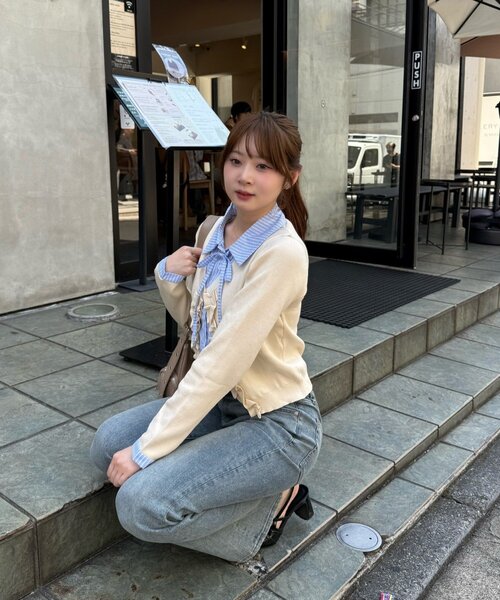 Another Branch olive des olive（アナザーブランチオリーブデオリーブ）の「【れみ@re.__mi23セレクト】フリルドッキングカーディガン（ニット/セーター・レディース・トップグレー/アイボリー/ネイビー/チャコールグレー・FREE）」の11枚目の写真