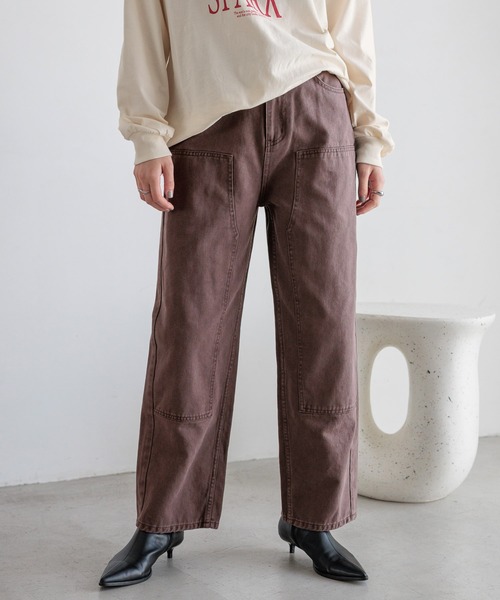 LOWRYS FARM(ローリーズファーム)の「ダブルニーワークパンツ 580335(デニムパンツ・レディース・ブラウン/ブラック・MEDIUM/LARGE)」の2枚目の写真