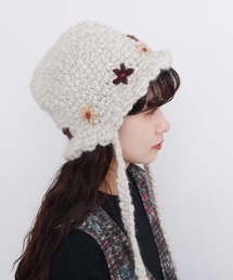 l'atelier du savon | ちいさな花のハンドニットハット(ニットキャップ/ビーニー)