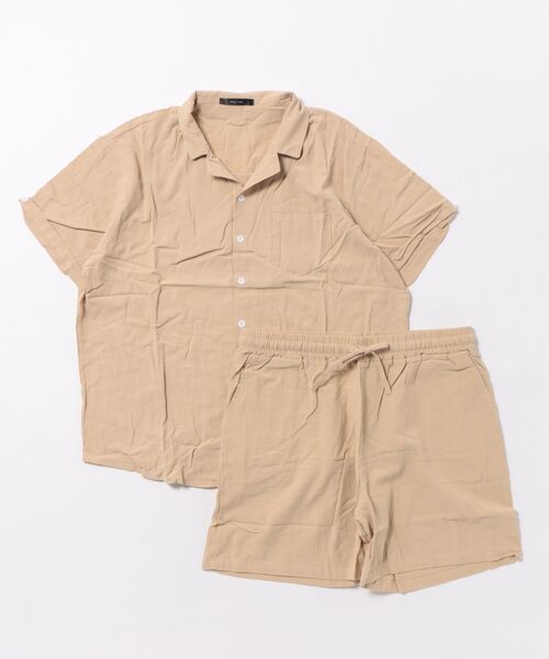 B.I.D.（ビーアイディー）の「《半袖開襟シャツ＆イージーショーツ　セットアップ》（シャツ/ブラウス・メンズ・ブラック/ベージュ/グレー/カーキ・LARGE）」の2枚目の写真