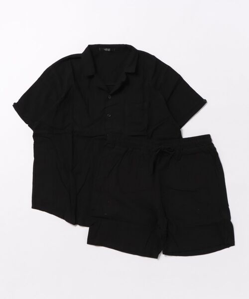 B.I.D.（ビーアイディー）の「《半袖開襟シャツ＆イージーショーツ　セットアップ》（シャツ/ブラウス・メンズ・ブラック/ベージュ/グレー/カーキ・LARGE）」の3枚目の写真