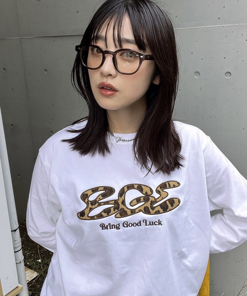 BGL(ビージーエル)の「LEOPARD LOGO LS TEE / ヒョウ柄 / レオパード / 韓国ストリート / ロンT(Tシャツ/カットソー・レディース・ブラック/ホワイト・S/M/L/FREE)」の2枚目の写真