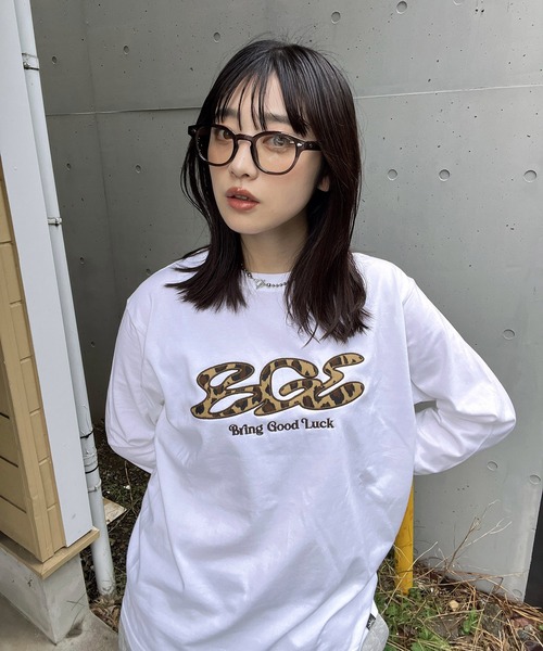BGL(ビージーエル)の「LEOPARD LOGO LS TEE / ヒョウ柄 / レオパード / 韓国ストリート / ロンT(Tシャツ/カットソー・レディース・ブラック/ホワイト・S/M/L/FREE)」の6枚目の写真
