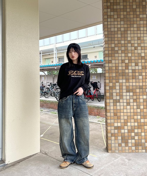 BGL(ビージーエル)の「LEOPARD LOGO LS TEE / ヒョウ柄 / レオパード / 韓国ストリート / ロンT(Tシャツ/カットソー・レディース・ブラック/ホワイト・S/M/L/FREE)」の5枚目の写真