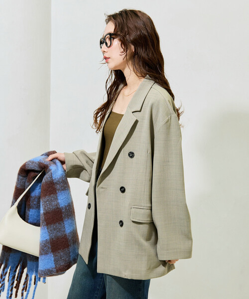 FREAK'S STORE（フリークスストア）の「限定展開　ダブル テーラード ジャケット（テーラードジャケット・レディース・ブラック/ブラウン/ブルーグリーン/グレー・ﾌﾘ-）」の4枚目の写真