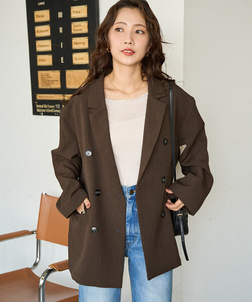 FREAK'S STORE（フリークスストア）の「限定展開　ダブル テーラード ジャケット（テーラードジャケット・レディース・ブラック/ブラウン/ブルーグリーン/グレー・ﾌﾘ-）」の21枚目の写真