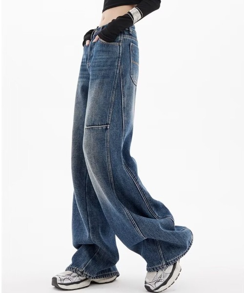gossip!ロサンゼルス(ゴシップロサンゼルス)の「バレルレッグ ワイドデニムパンツ(デニムパンツ・レディース・ブルー・S/M)」の5枚目の写真